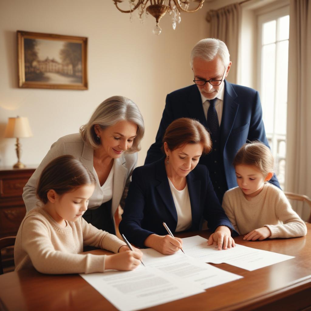 Famille signant un acte de donation immobilière en Île-de-France 2026
